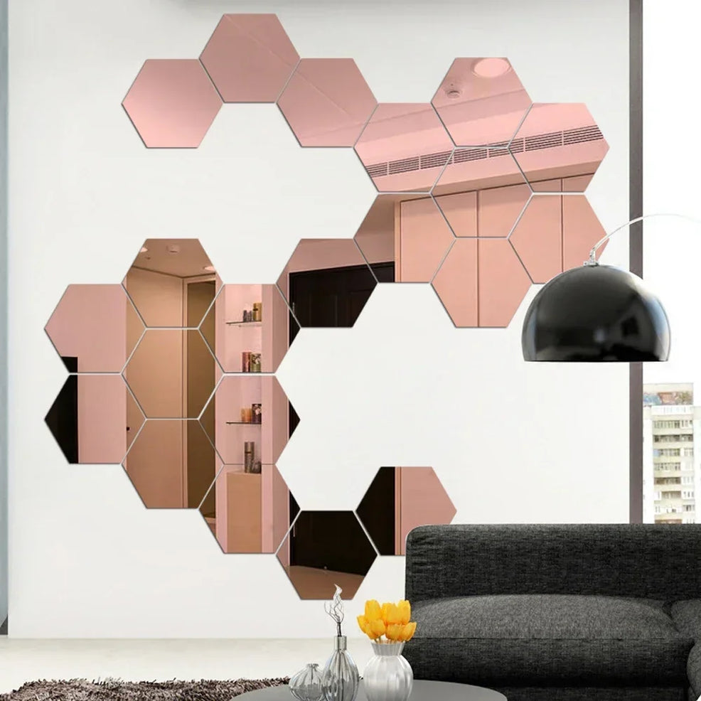 Hexagon Acrylic Mirror Wall Stickers