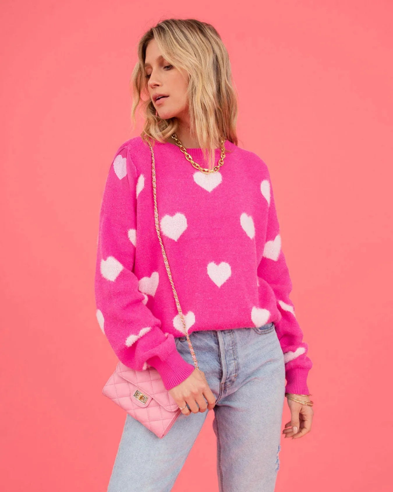 Women’s Heart Pattern Knit Sweater