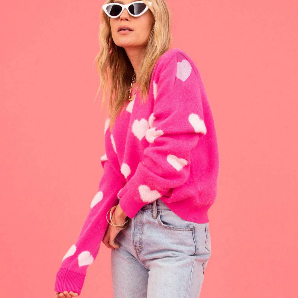 Women’s Heart Pattern Knit Sweater