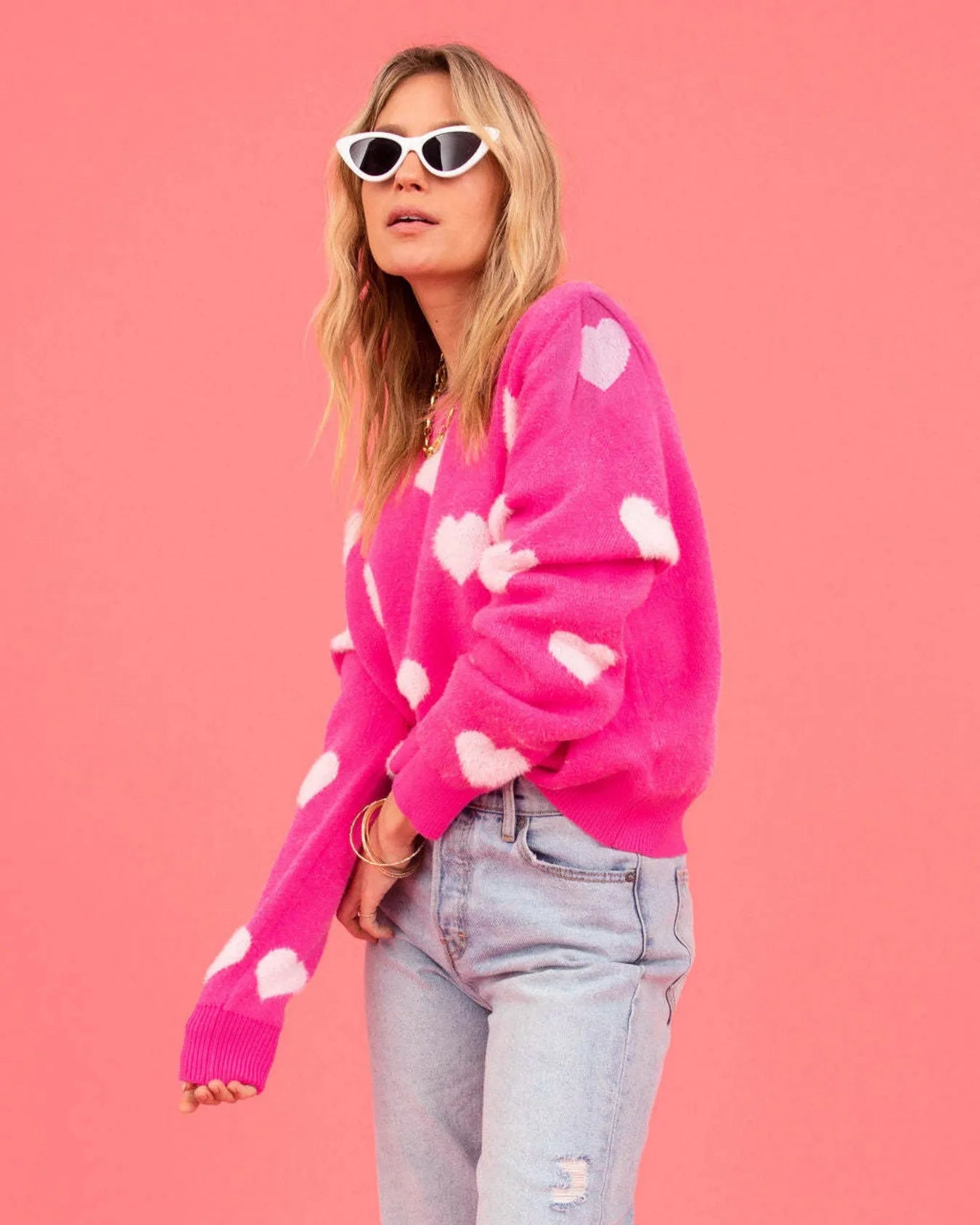 Women’s Heart Pattern Knit Sweater